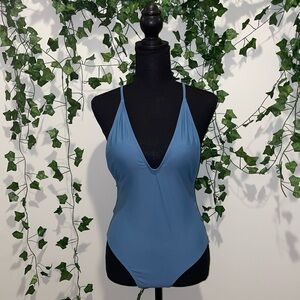 Solid V Neck One Piece Swimsuit *Sold